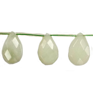 NEW JADE FACETED PEAR SD 16X25MM